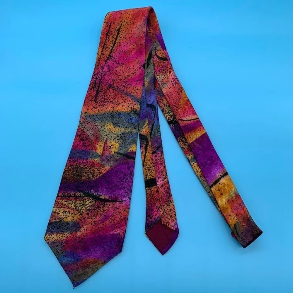 Vintage Jordache Abstract Watercolors Retro Men's Classic Neck Tie